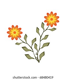Branch of  golden daisies