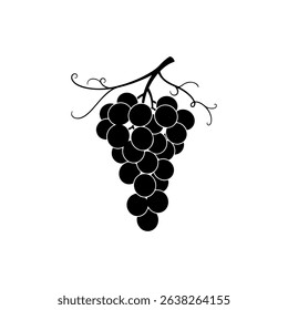 Branch of grapes silhouette icon vector flat design.