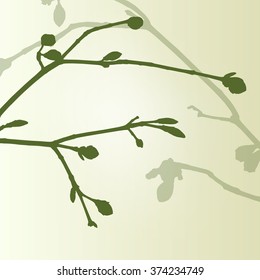 Branch green buds ecology environmental spring vintage background vector illustration new start concept