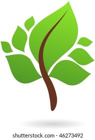 A branch with green leaves - nature icon design