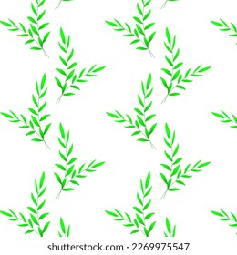 Rama con patrón de hojas verdes. Para tejidos, fondo , papel de pared, envoltura, afiche o pancarta, cubierta o hojas. Ilustración vectorial.