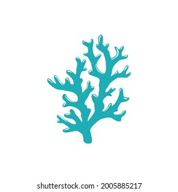 Branch of hard tip leather coral isolated icon. Vector finger mushroom coral with sharp edges, seaweed aquatic underwater organism. Tropical seabed plant, marine aquarium and sea bottom decoration