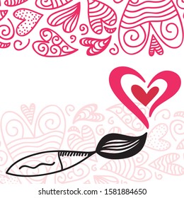 Branch and heart. Vector illustration
