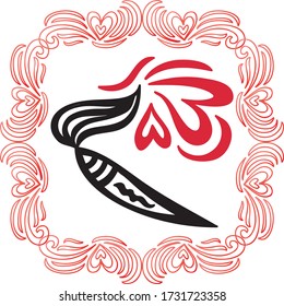 Branch and hearts. Vector illustration