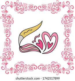 Branch and hearts. Vector illustration