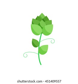 Branch of hops icon in cartoon style on a white background