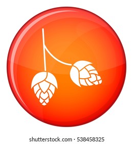 Branch of hops icon in red circle isolated on white background vector illustration