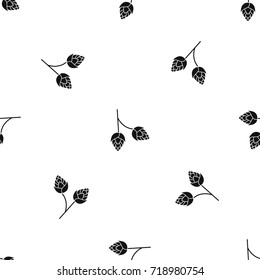 Branch of hops pattern repeat seamless in black color for any design. Vector geometric illustration