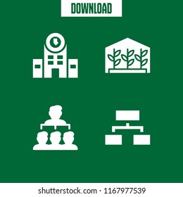 branch icon. 4 branch vector set. greenhouse, organization, hierarchical structure and bank icons for web and design about branch theme