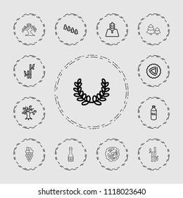 Branch icon. collection of 13 branch outline icons such as nest, oil, pine tree, bamboo, money tree, tree, olive wreath. editable branch icons for web and mobile.