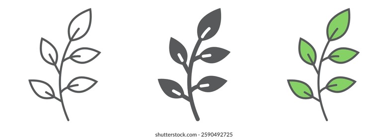 Branch icon collection, easter and summer, plant icon set, vector graphics, a linear pattern on a white background, eps 10