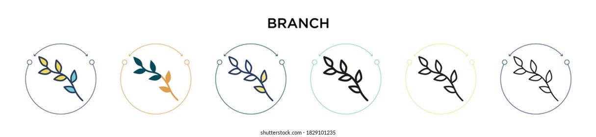 Branch icon in filled, thin line, outline and stroke style. Vector illustration of two colored and black branch vector icons designs can be used for mobile, ui, web
