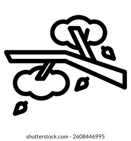 Branch icon in  line art outline style. Isolated on white background