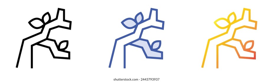 icono de rama. Diseño de estilo de relleno lineal, azul y degradado aislado sobre fondo blanco