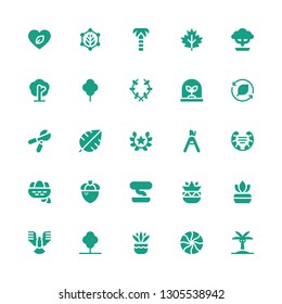branch icon set. Collection of 25 filled branch icons included Palm tree, Mint, Fern, Tree, Dove, Botanical, Bonsai, Acorn, Nest, Laurel, Pruning shears, Leaf