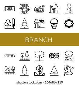 branch icon set. Collection of Mint, Tree, Kankles, Plant tree, Crown of thorns, Leaves, Dove icons