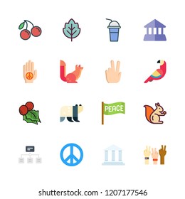 branch icon set. vector set about seasoning icon, parrot, bank and panda bear icons set.