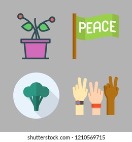 branch icon set. vector set about plant, broccoli and peace icons set.