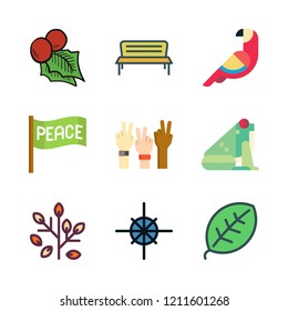 branch icon set. vector set about leaves, peace, leaf and parrot icons set.