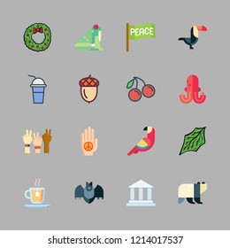 branch icon set. vector set about seasoning icon, tea, christmas wreath and frog icons set.