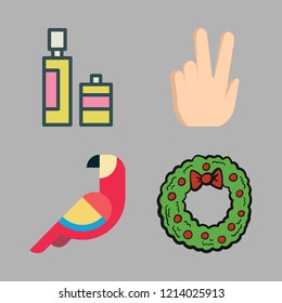 branch icon set. vector set about olive oil, christmas wreath, peace and parrot icons set.