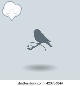 Branch icon with shadow. Cloud of download with arrow.