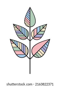 Branch icon vector. Contour line leaves illustration isolated on white. Floral design element for print, background, banner or card. Ecology symbol, environment concept, eco sign or logo.