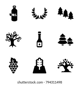 Branch icons. set of 9 editable filled branch icons such as oil, pine tree, money tree, tree, olive wreath
