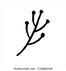 Zweig, einzelne, handgezeichnete Vektorgrafik im Stil der schwarz-weißen Doodle 