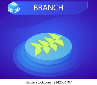 Branch isometric design icon. Vector web illustration. 3d colorful concept