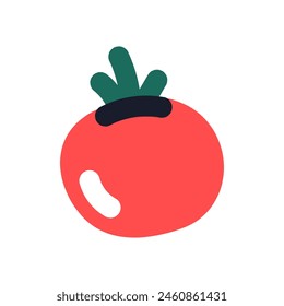 Branch of juicy ripe tomatoes, ripe bunch of tomato, vegetarian organic food, fresh whole tomato vegetables, healthy nutrition food, natural source of vitamins isolated flat vector illustration.