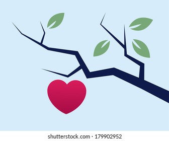 Branch with large heart growing 