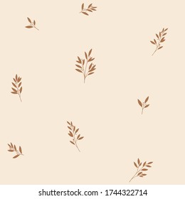 Branch of laurel. Trendy pattern with twig. Vector contour illustration.