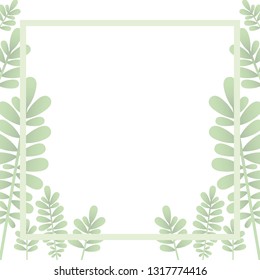 branch and leaf with frame isolated icon
