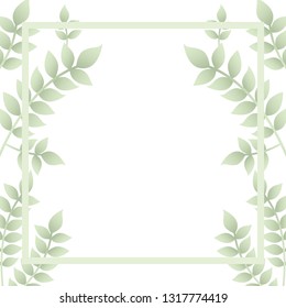 branch and leaf with frame isolated icon