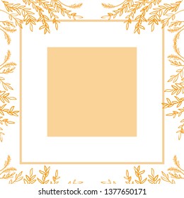 branch and leaf with frame isolated icon
