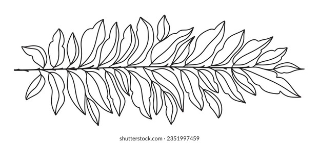 Branch of leaf line art vector illustration