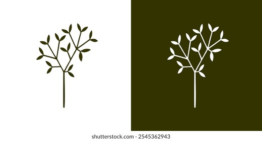 Branch leaf twig tree silhouette vector limb leafy background design