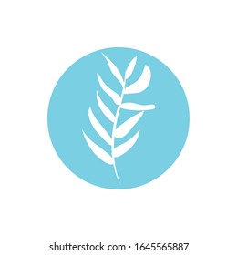 branch with leafs block and line style vector illustration design