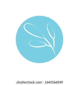 rama con diseño de ilustración vectorial de estilo de línea y bloque de hojas