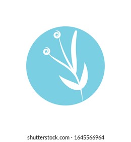 rama con diseño de ilustración vectorial de estilo de línea y bloque de hojas