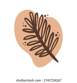 branch with leafs boho block organic style vector illustration design