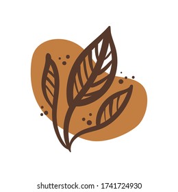 branch with leafs boho block organic style vector illustration design