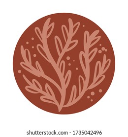branch with leafs boho hand draw style vector illustration design