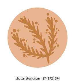 branch with leafs boho hand draw style vector illustration design