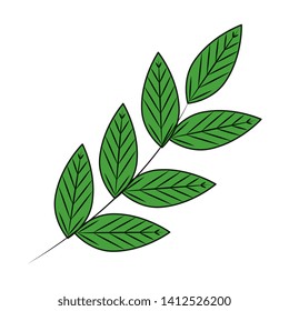 branch with leafs ecology icon