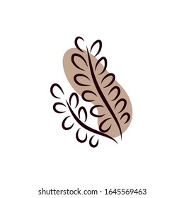 branch with leafs hand draw style vector illustration design