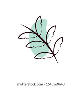branch with leafs hand draw style vector illustration design