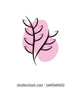 bifurcación con hojas estilo de tracción manual diseño vectorial