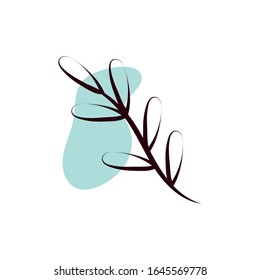 branch with leafs hand draw style vector illustration design